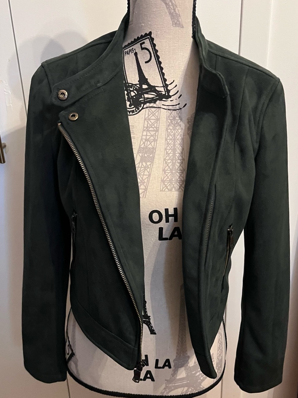 Banana Republic Forest Green Suede Moto Jacket